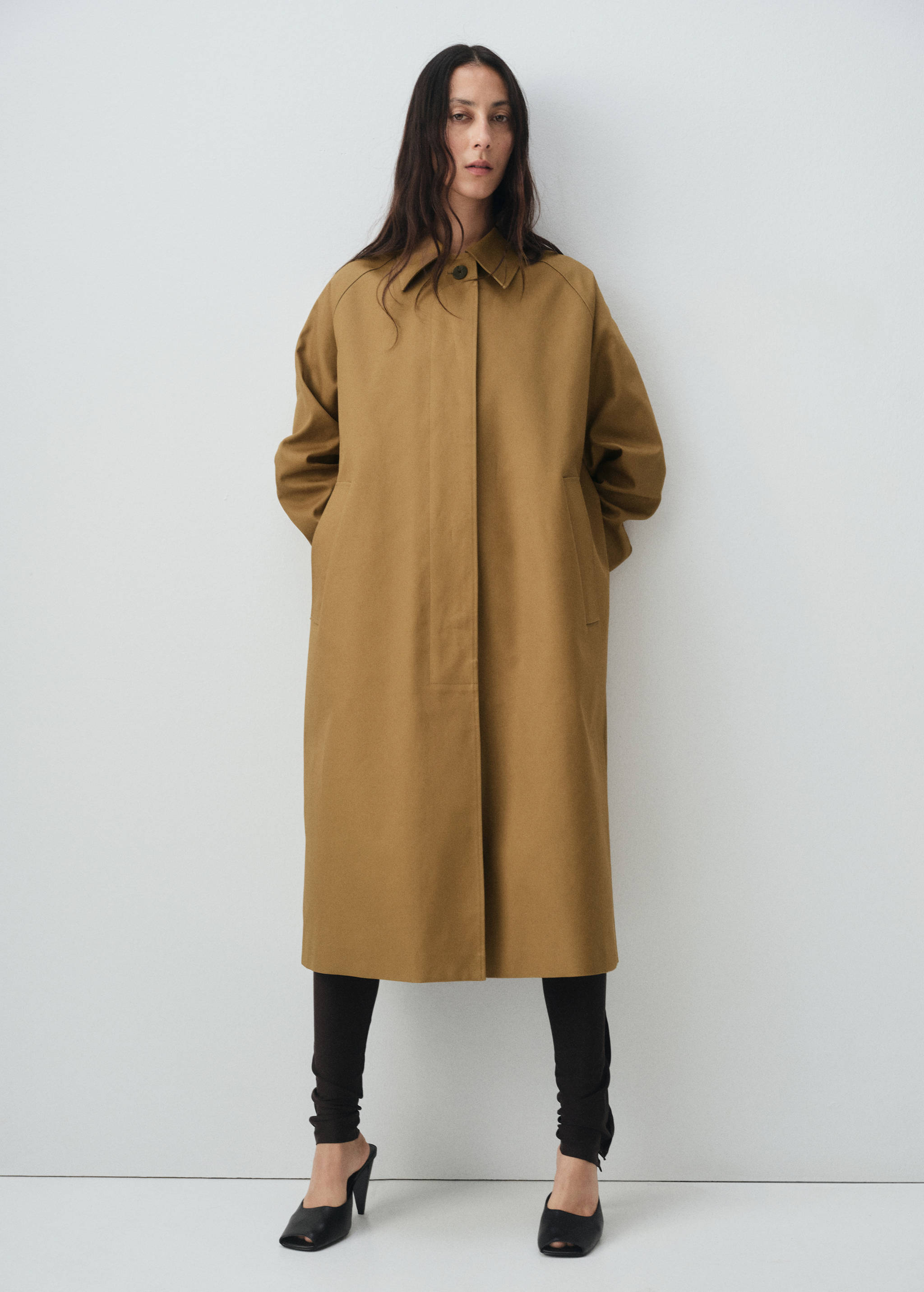 100% cotton long trench coat - General plane