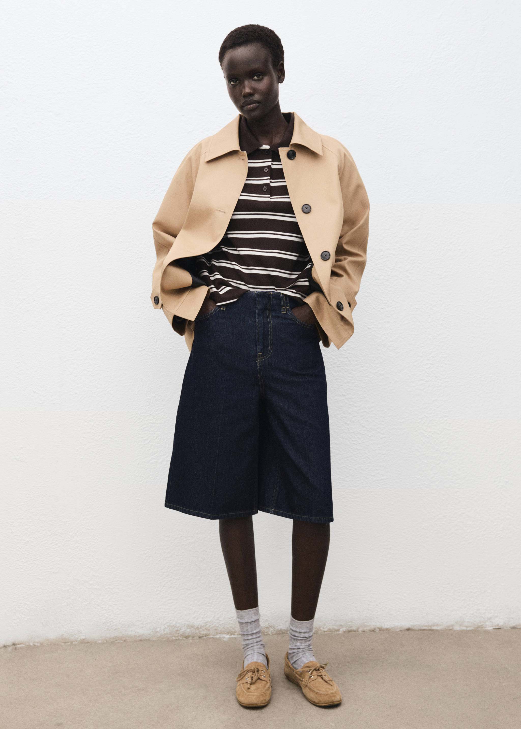 Striped polo-neck t-shirt - General plane