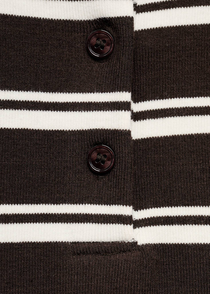 Striped polo-neck t-shirt — Brown