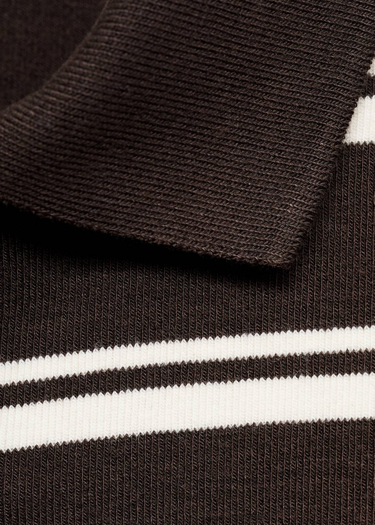 Striped polo-neck t-shirt — Brown