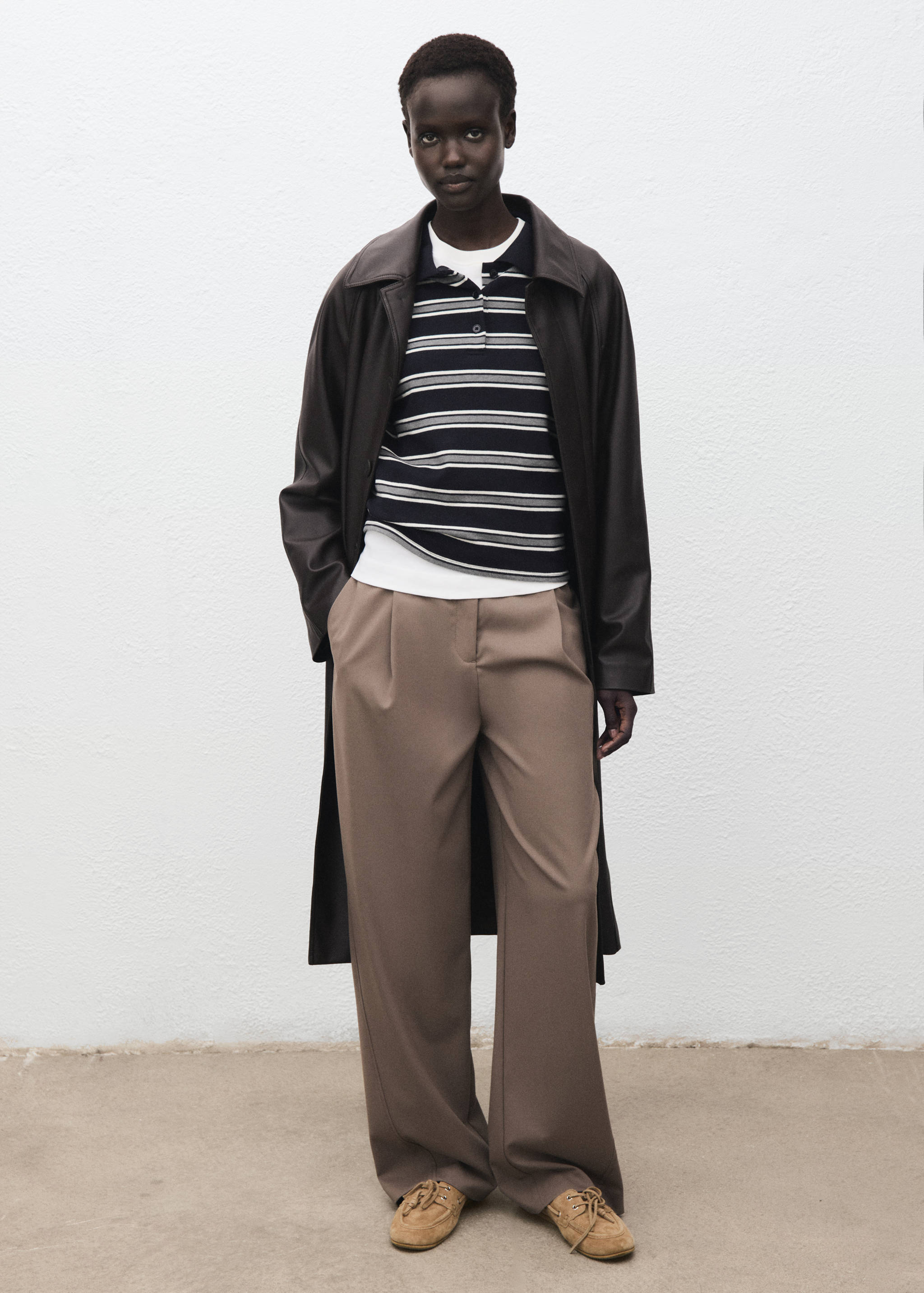 Striped polo-neck t-shirt - General plane