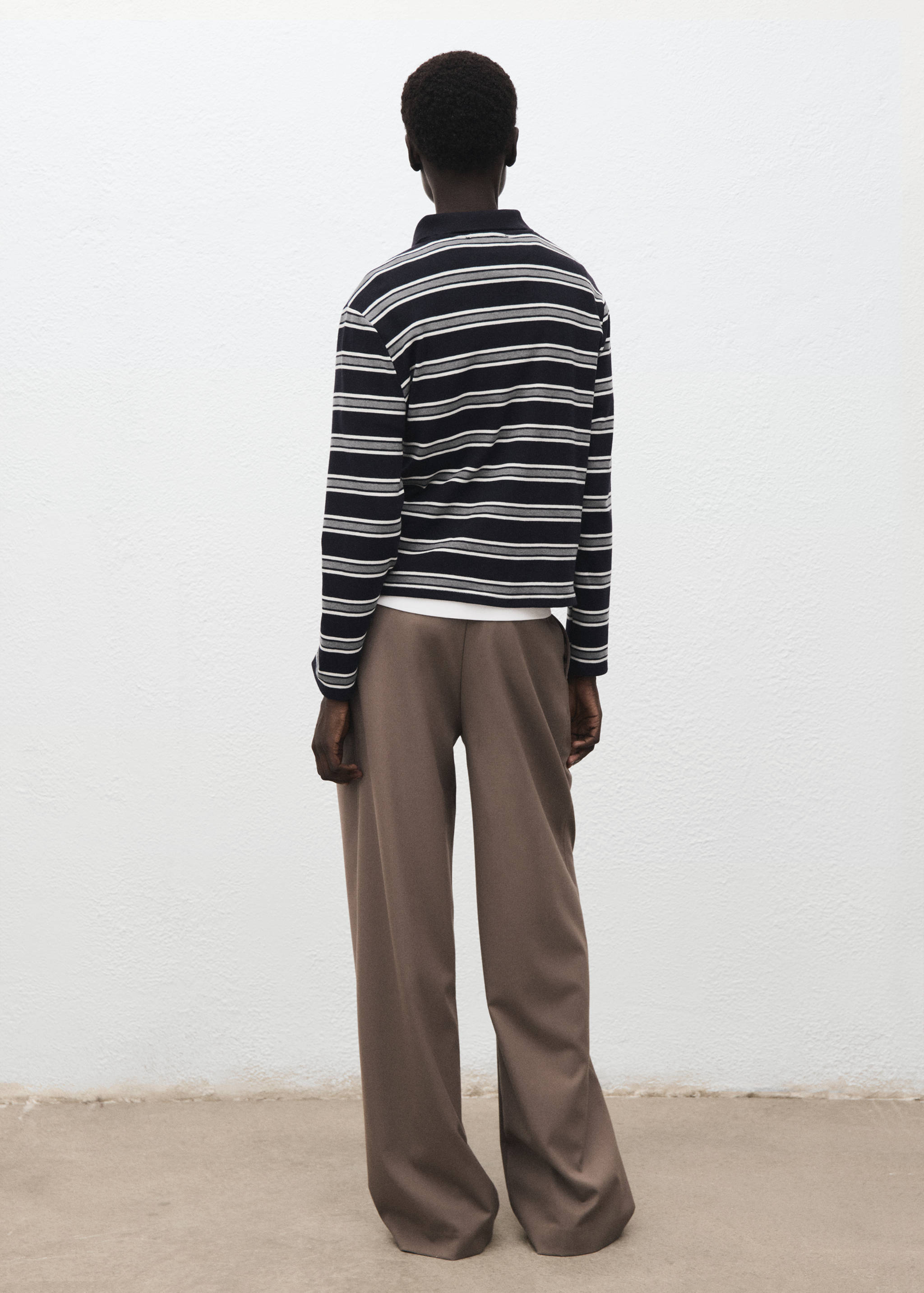 Striped polo-neck t-shirt - Reverse of the article