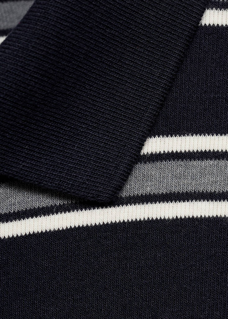 Striped polo-neck t-shirt — Navy