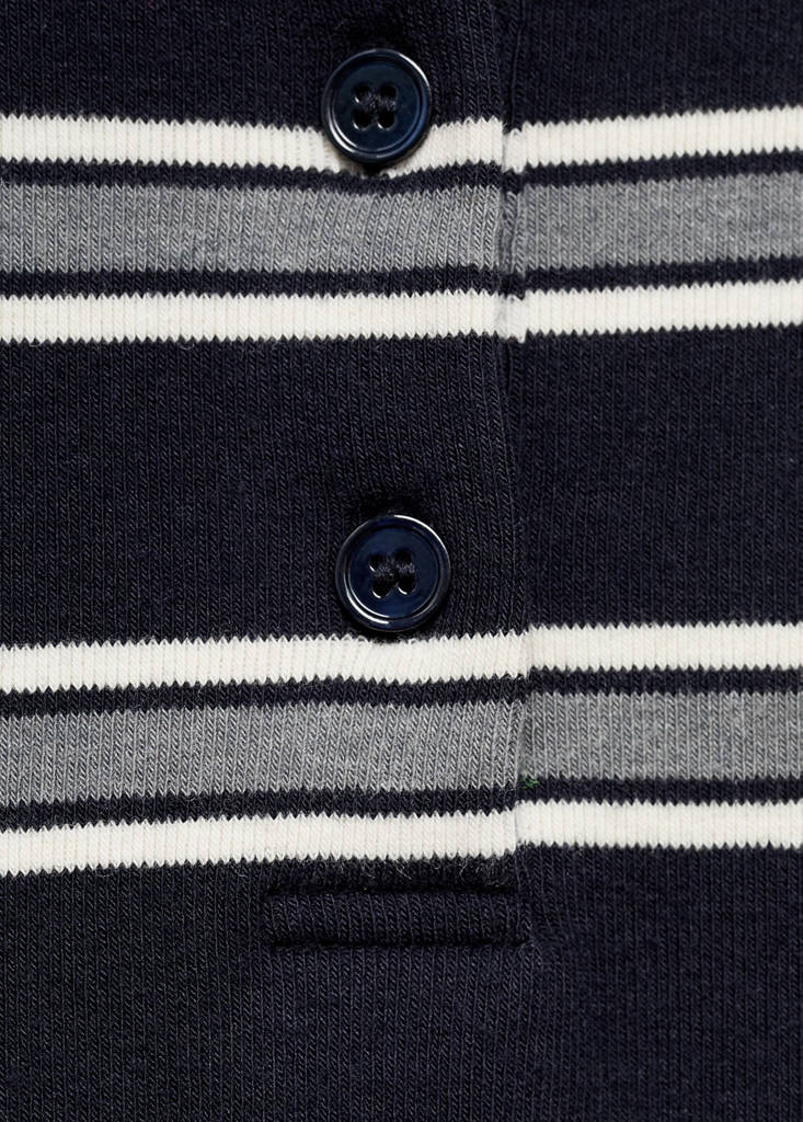 Striped polo-neck t-shirt — Navy