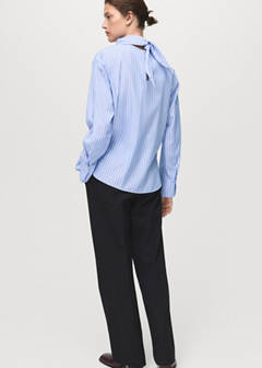 Striped blouse with handkerchief — Sky Blue 3