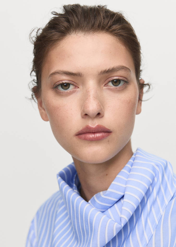 Striped blouse with handkerchief — Sky Blue