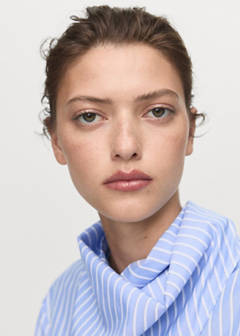 Striped blouse with handkerchief — Sky Blue 4