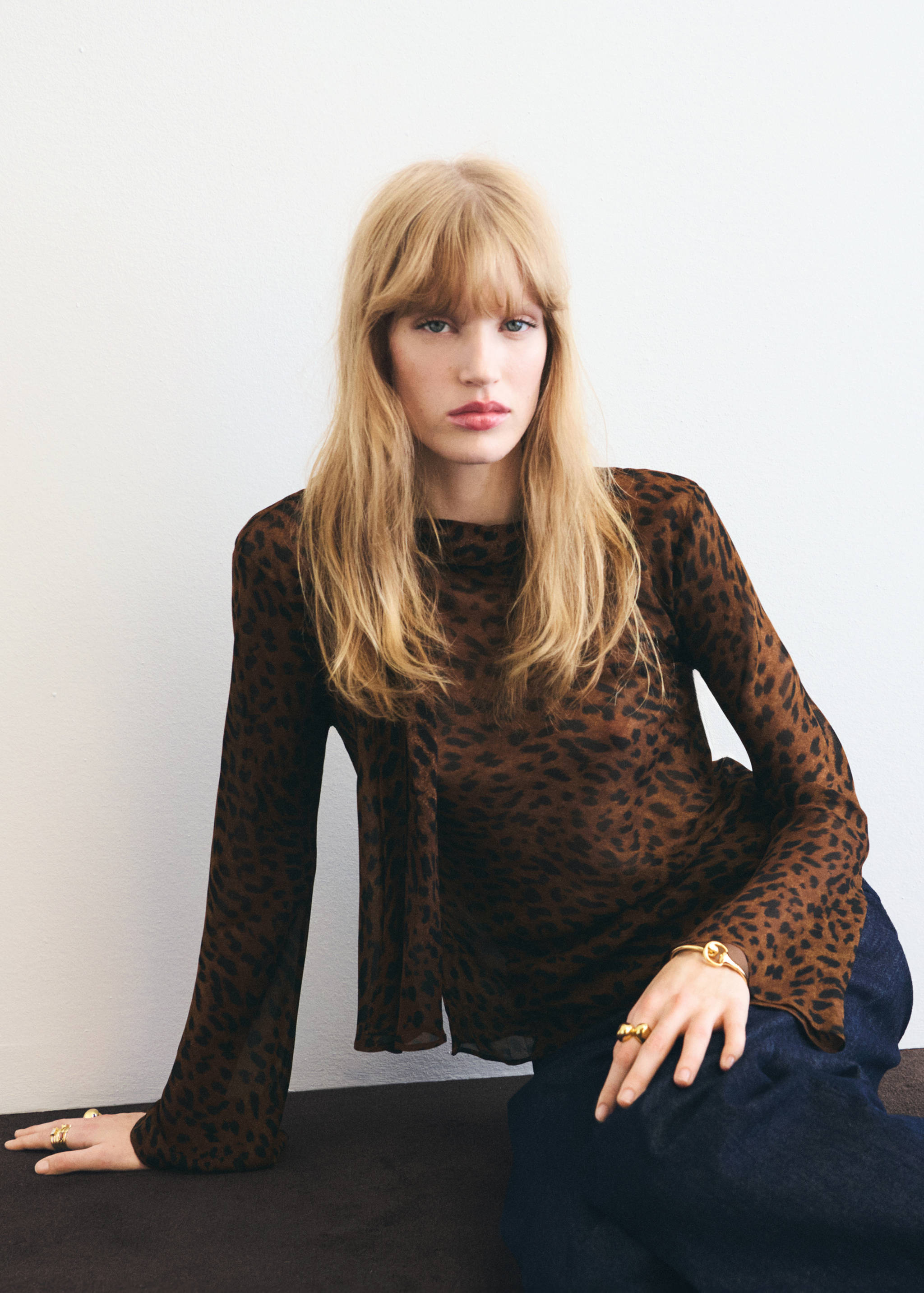 Leopard-print blouse with scarf - Medium plane