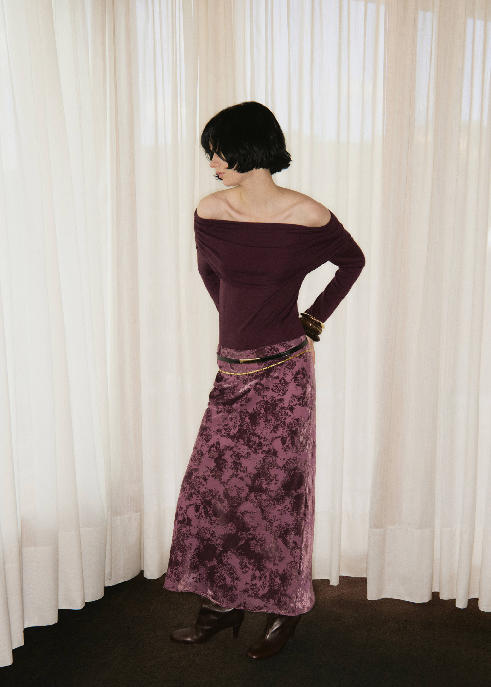 Long jacquard skirt - General plane