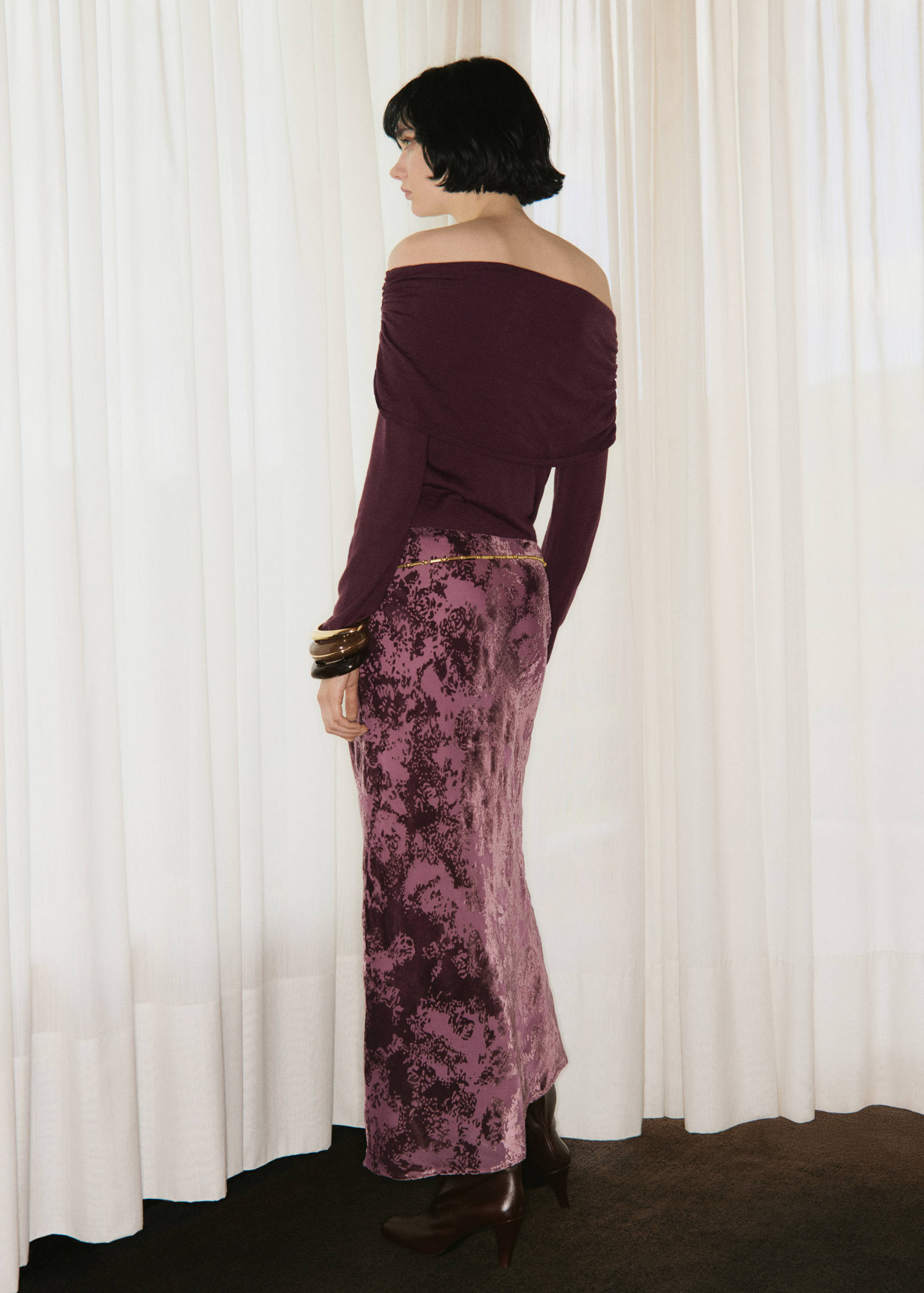 Long jacquard skirt - Reverse of the article