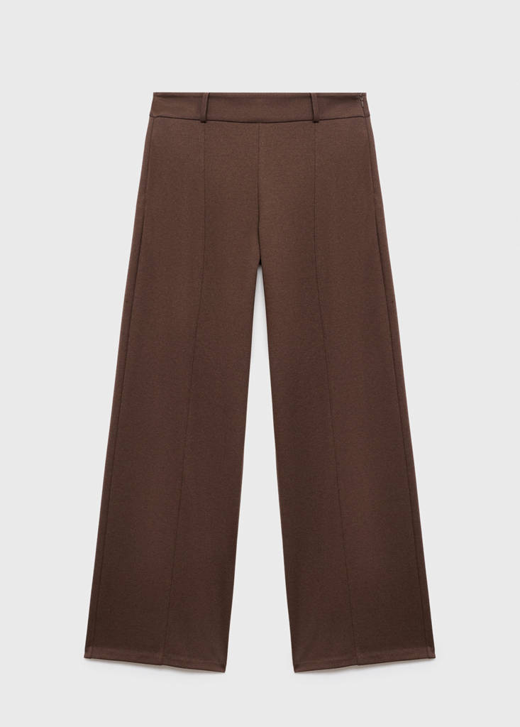 High-waisted wide leg trousers with belt loops — Medium Brown
