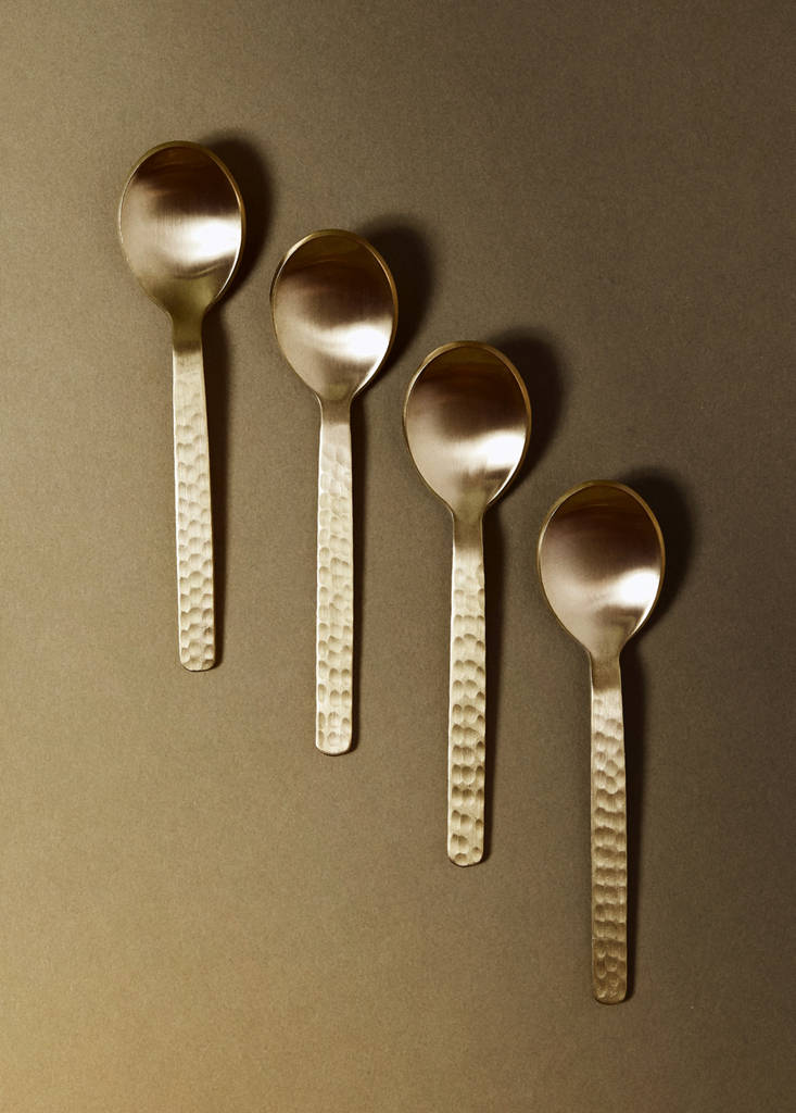 Pack 4 cucharas postre acero inoxidable martillado