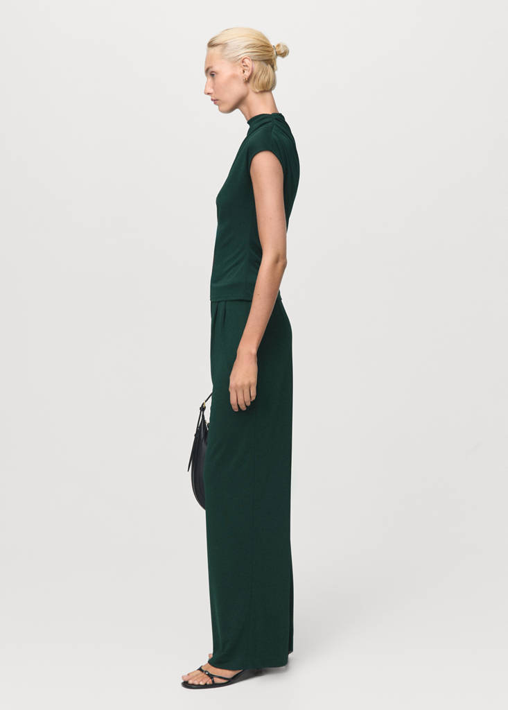 Pleated wide leg trousers — Dark Green