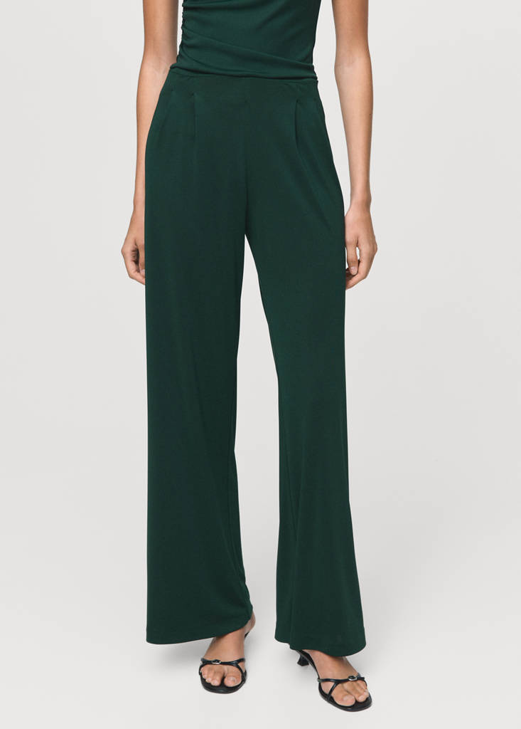 Pleated wide leg trousers — Dark Green