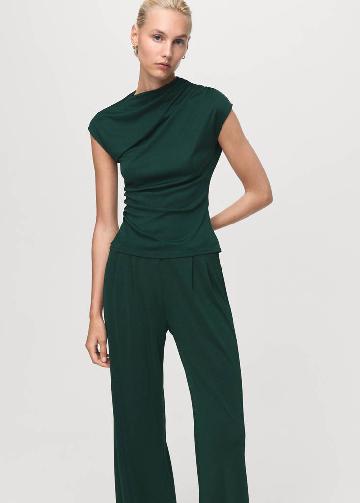Pleated wide leg trousers — Dark Green