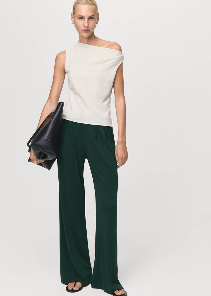 Pleated wide leg trousers — Dark Green