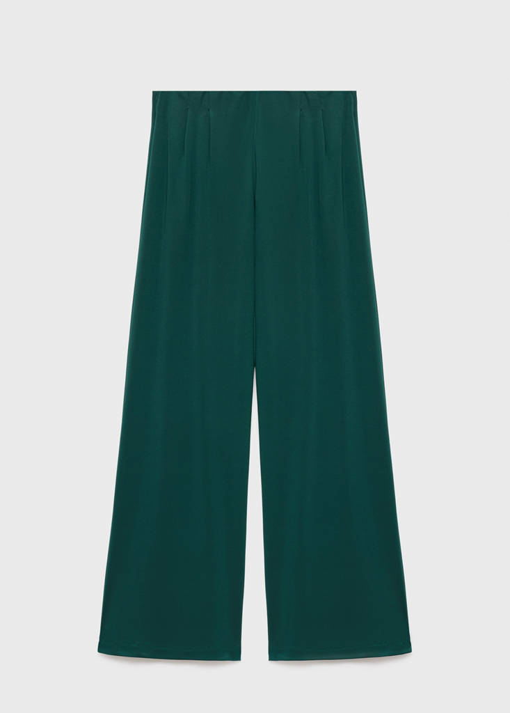 Pleated wide leg trousers — Dark Green