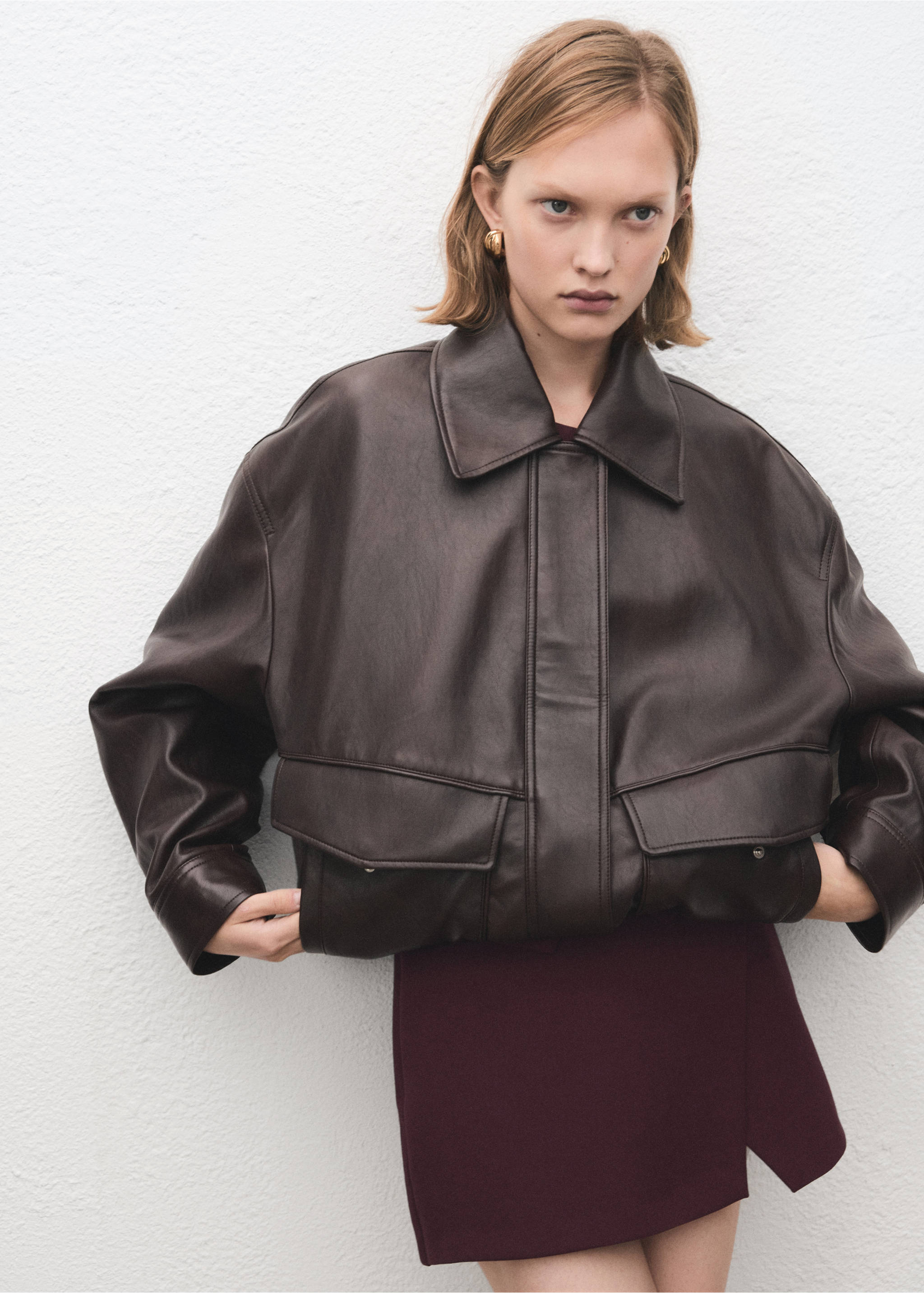 Wrapped skort - Details of the article 2, Maroon. Ref: 17095828-00.