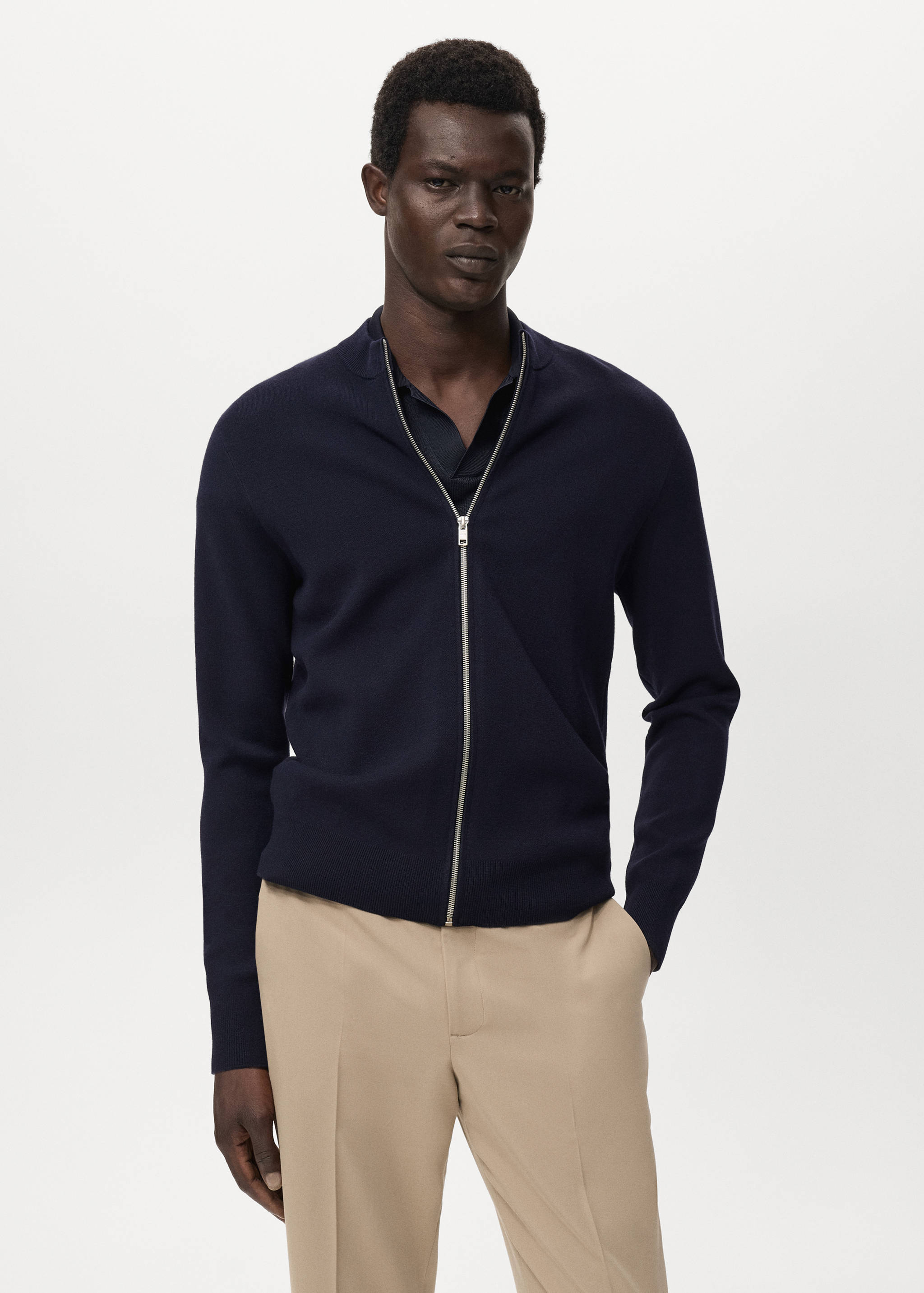 Cárdigan punto cremallera - Plano medio