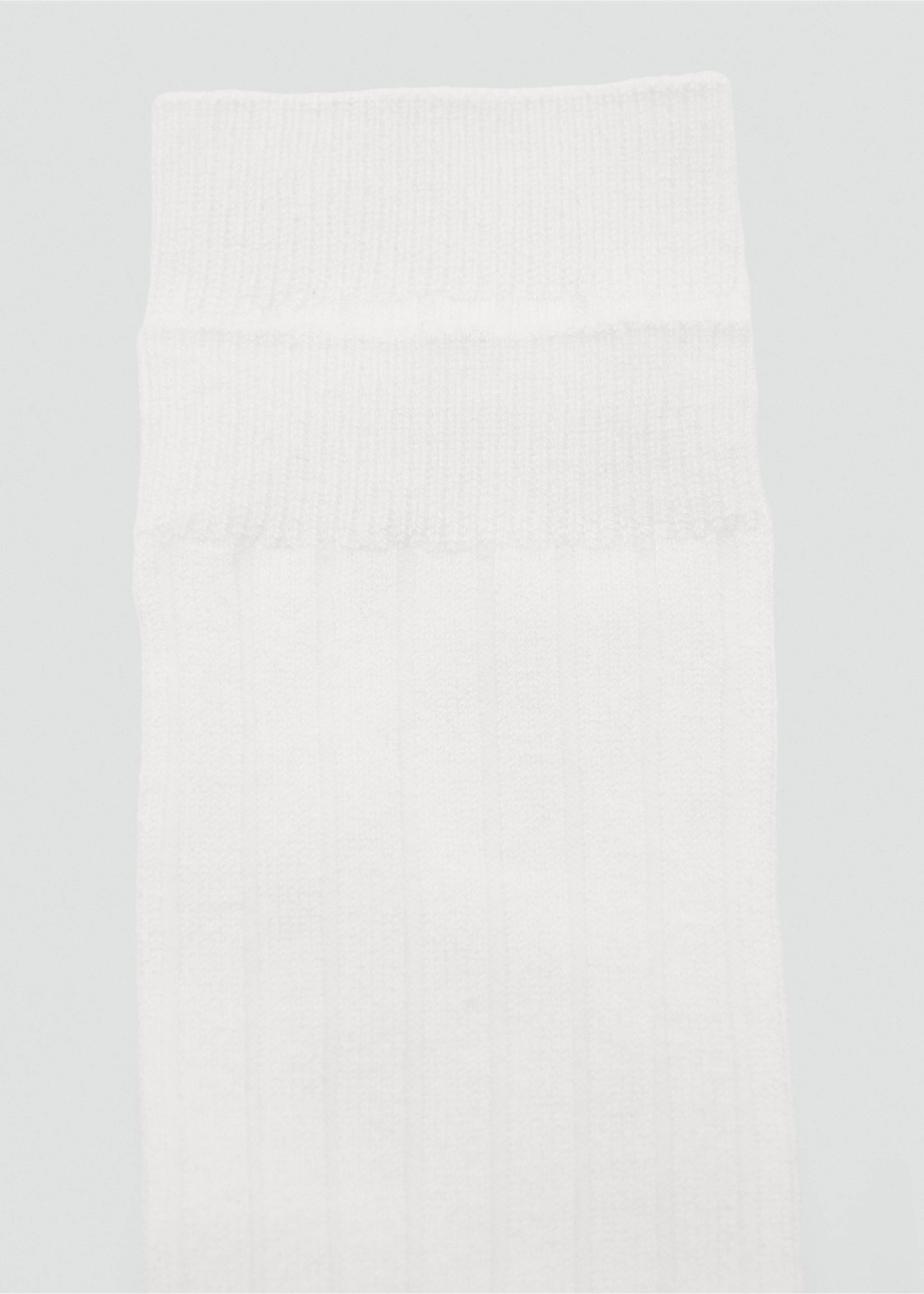 Chaussettes laine mélangée maille côtelée - Plan moyen, Écru. Ref: 17095971-00.