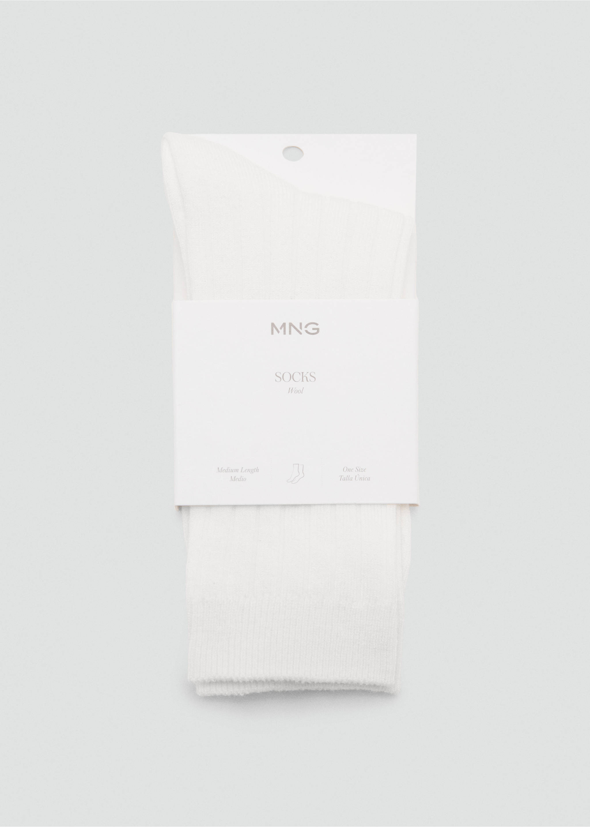 Chaussettes laine mélangée maille côtelée - Détail de l'article 2, Écru. Ref: 17095971-00.