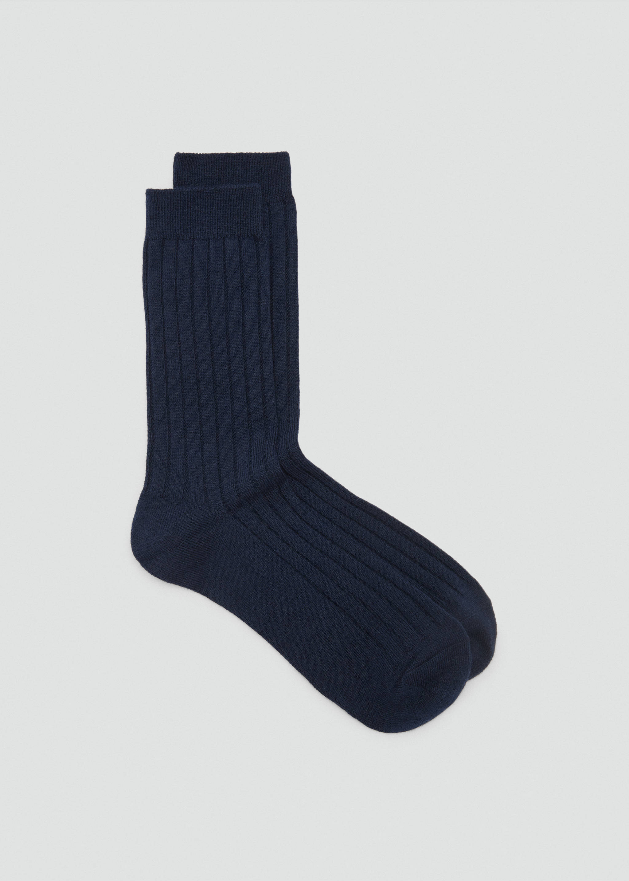 Ribbed wool blend socks - Article without model, Navy. Ref: 17095971-00.