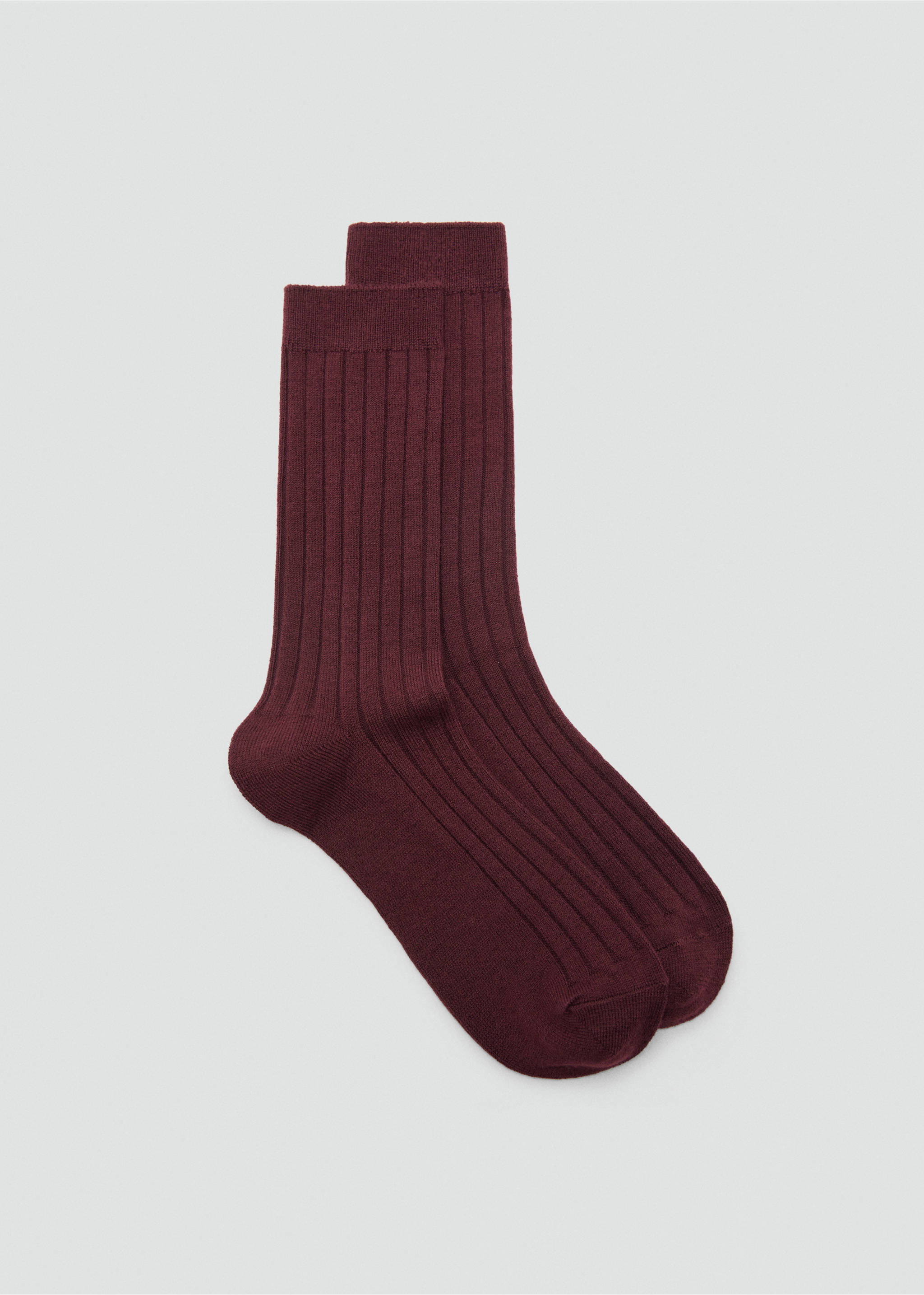 Chaussettes laine mélangée maille côtelée - Article sans modèle, Bordeaux. Ref: 17095971-00.