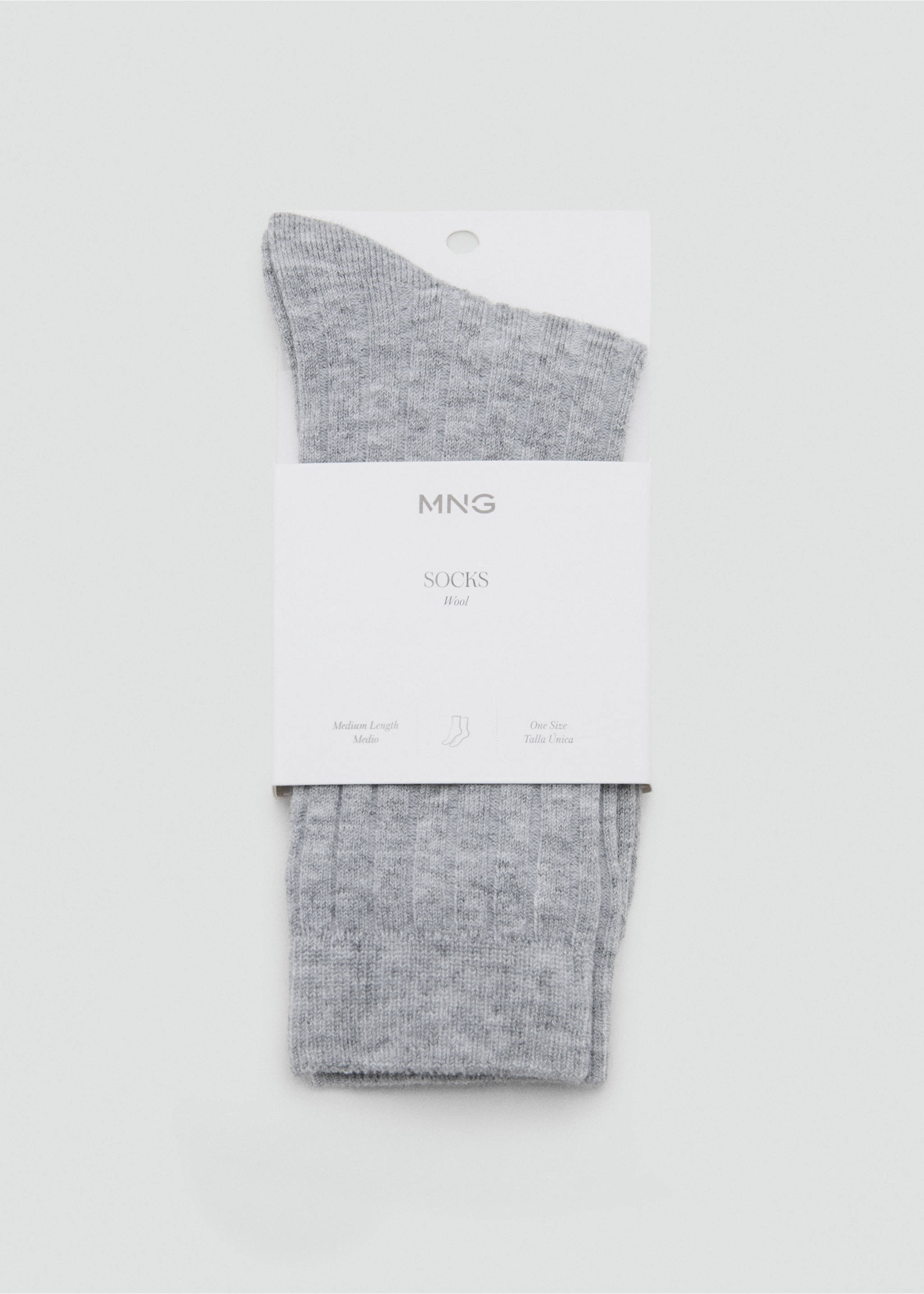 Chaussettes laine mélangée maille côtelée - Détail de l'article 2, Gris chiné moyen. Ref: 17095971-00.