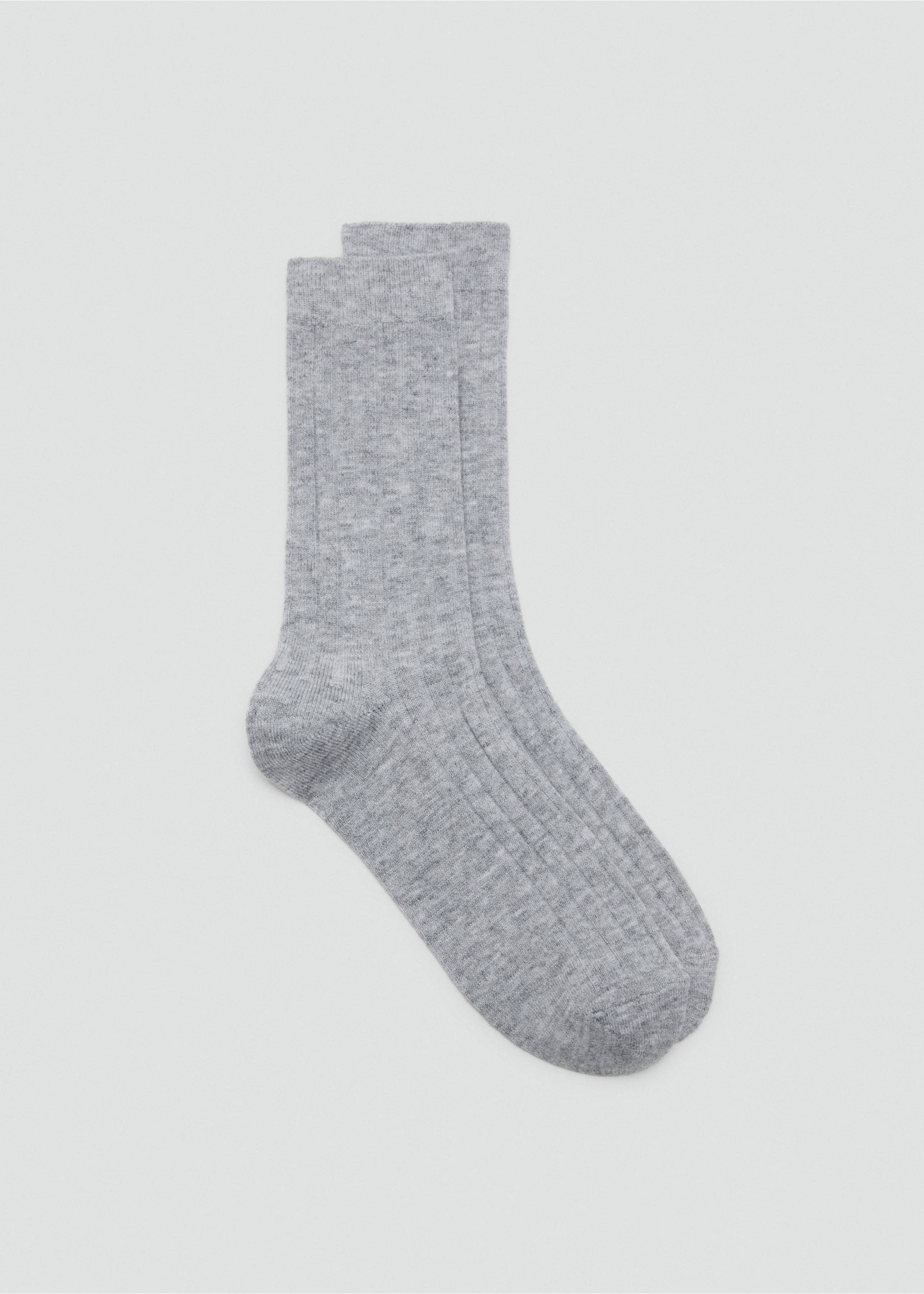 Ribbed wool blend socks - Article without model, Medium Heather Grey. Ref: 17095971-00.