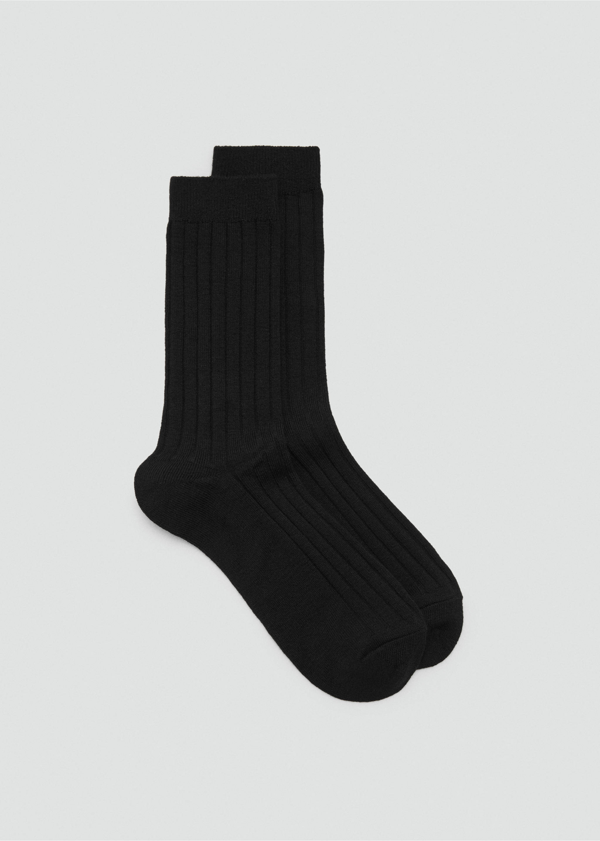 Ribbed wool blend socks - Article without model, Black. Ref: 17095971-00.