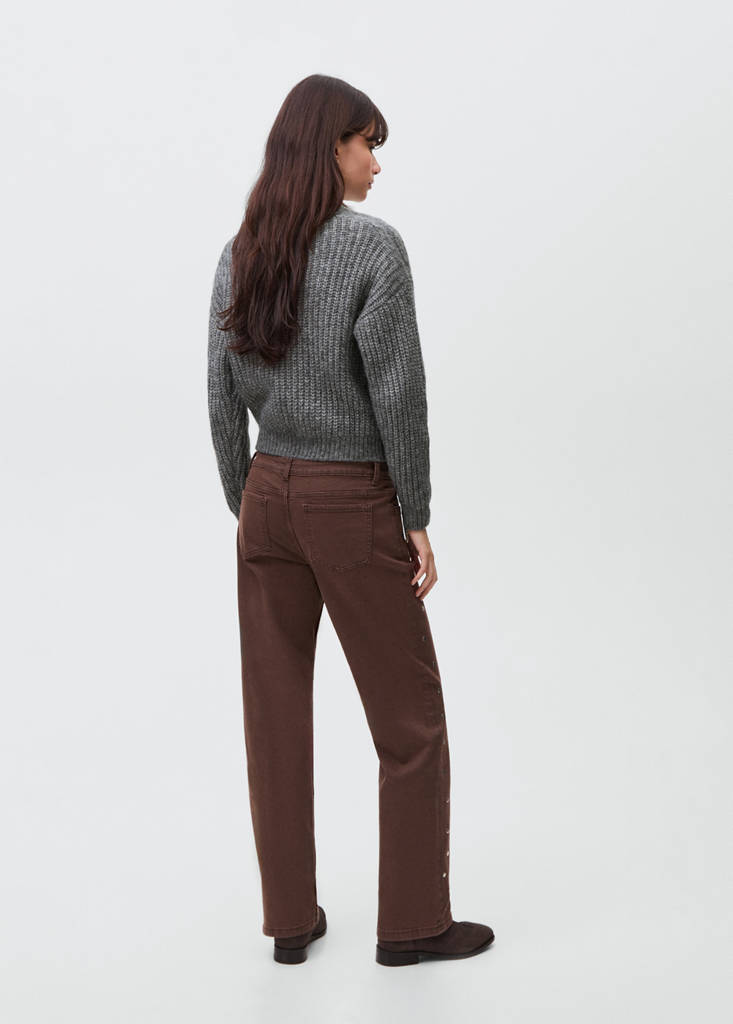 Straight-fit jeans with studs — Chocolate