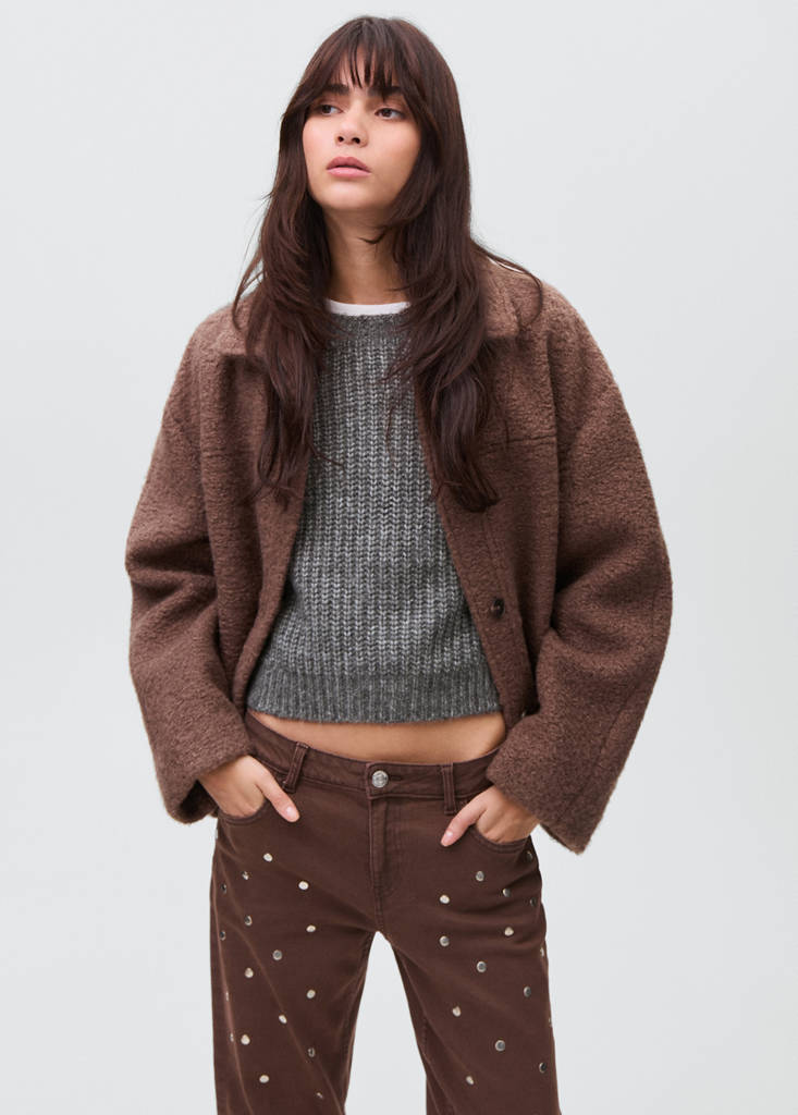 Straight-fit jeans with studs — Chocolate