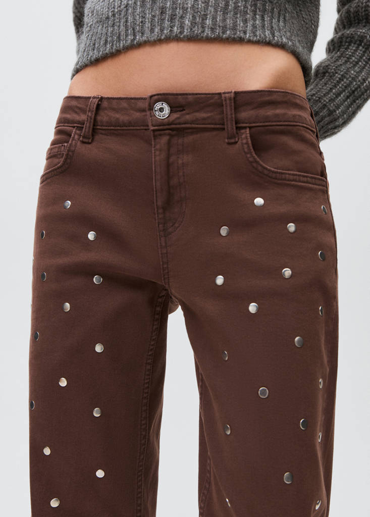 Straight-fit jeans with studs — Chocolate