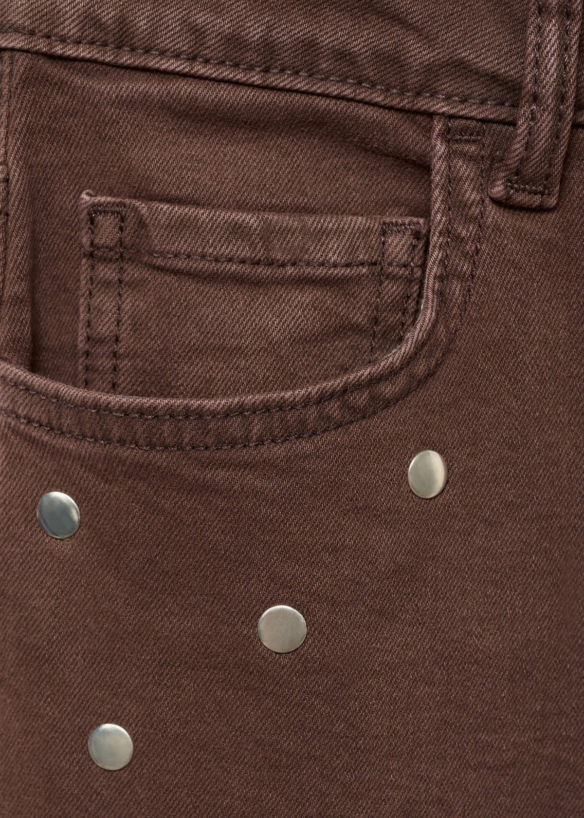 Straight-fit jeans with studs — Chocolate
