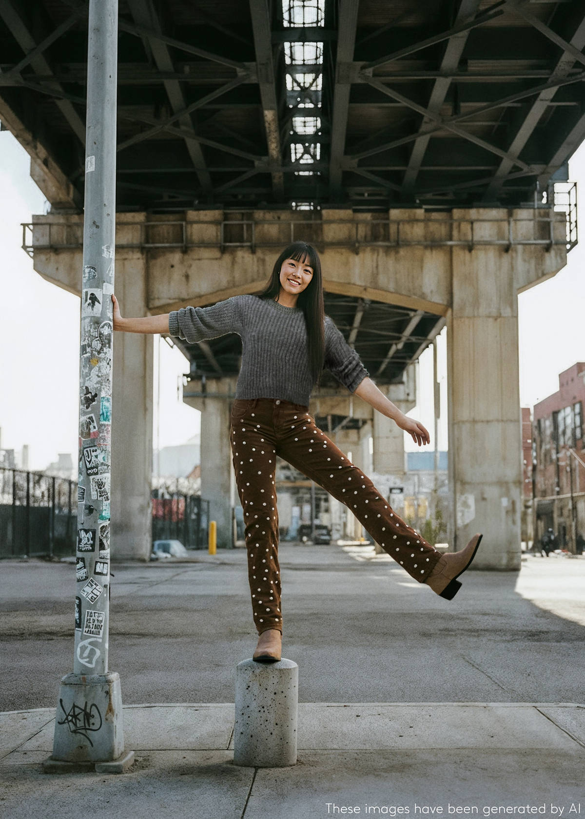 Straight-fit jeans with studs — Chocolate