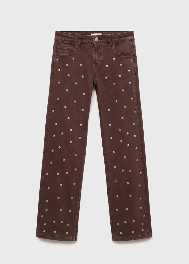 Straight-fit jeans with studs — Chocolate
