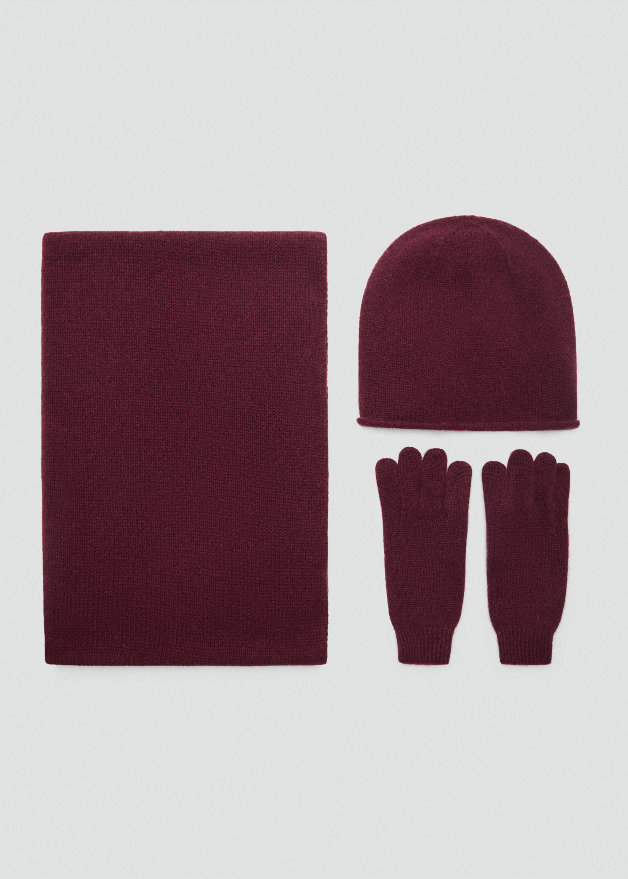 Guantes 100% cashmere - Detalle del artículo 1, Burdeos. Ref: 17095975-00.