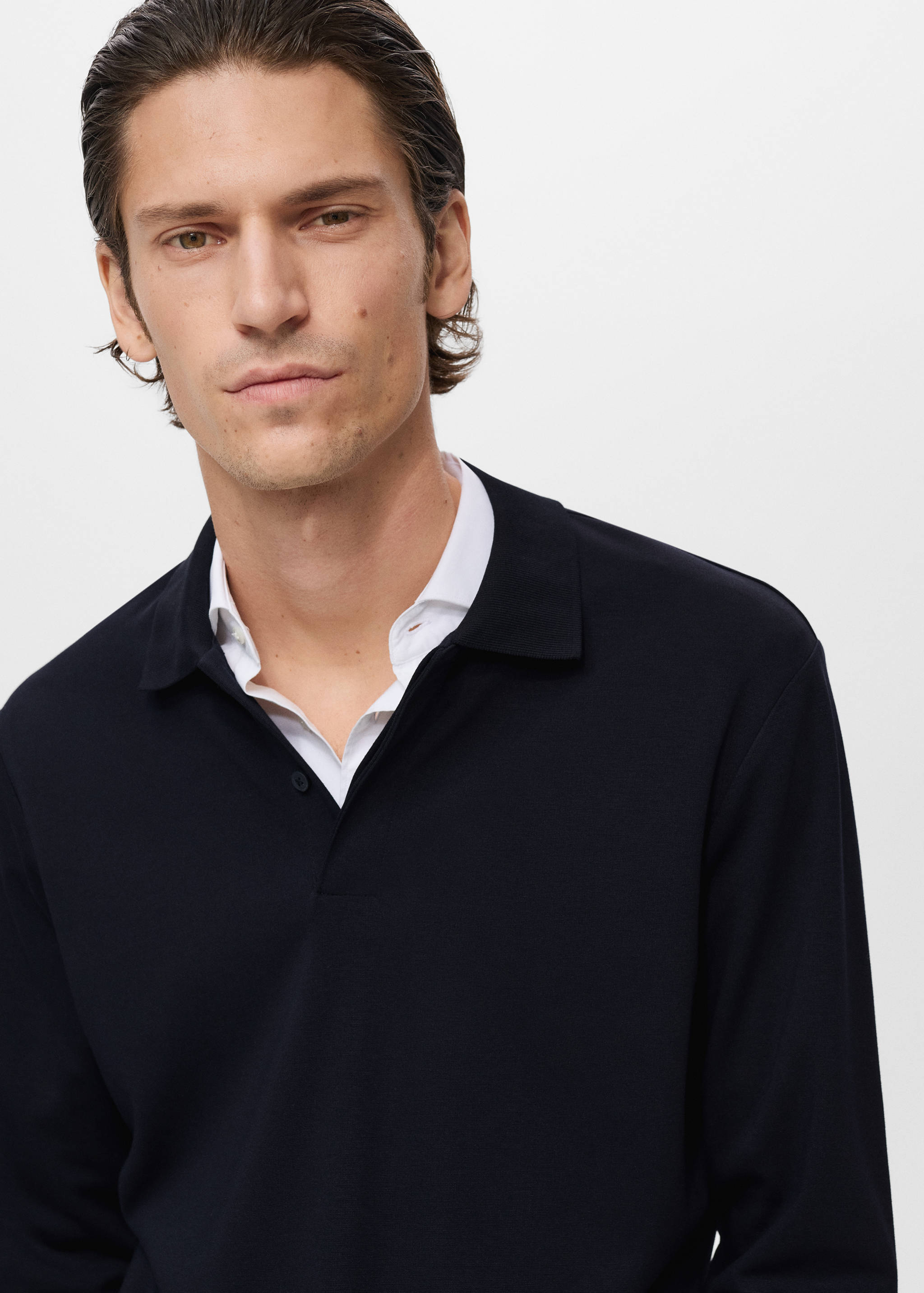 Regular-fit knitted polo sweater - Details of the article 1