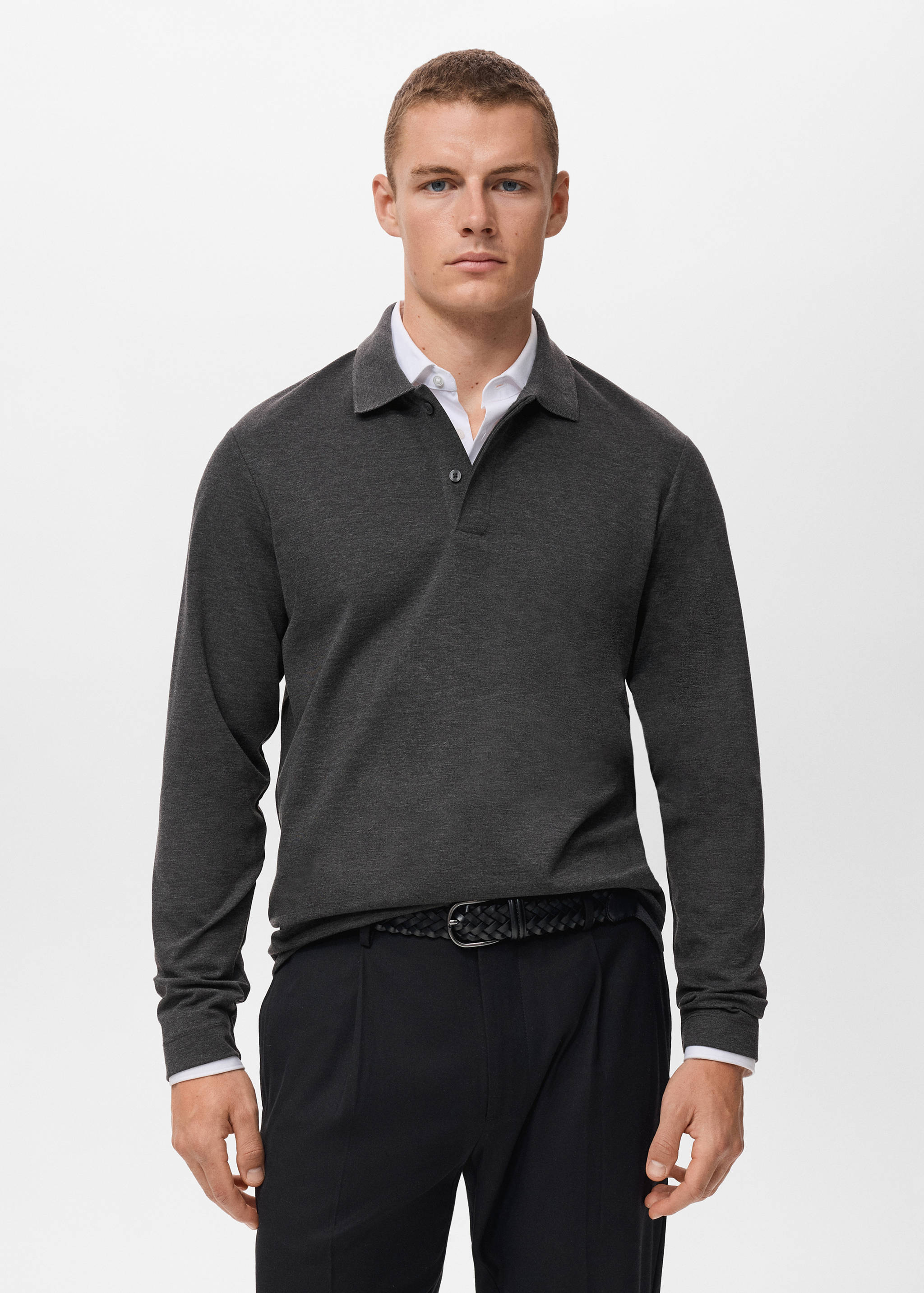 Regular-fit knitted polo sweater - Medium plane