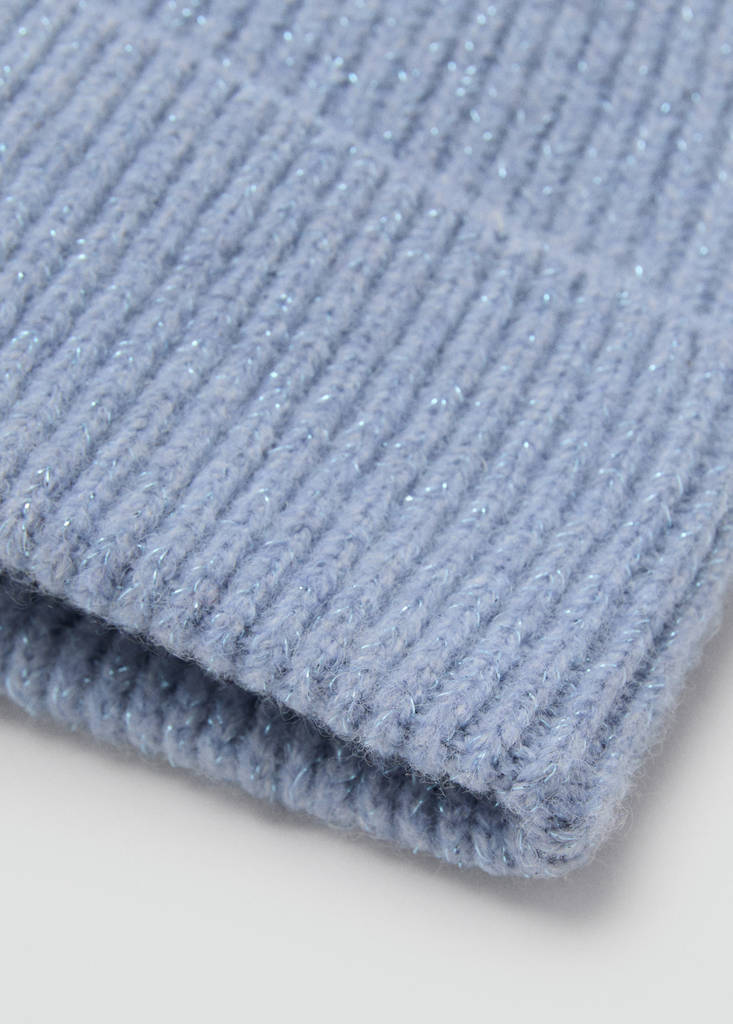 Ribbed lurex hat — Sky Blue
