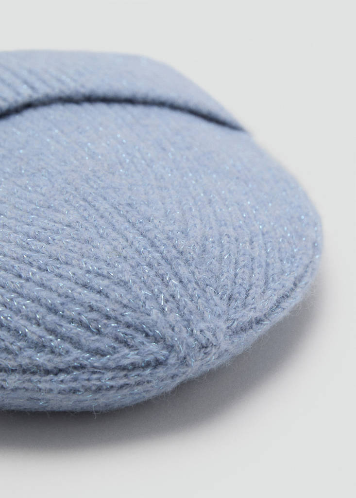 Ribbed lurex hat — Sky Blue