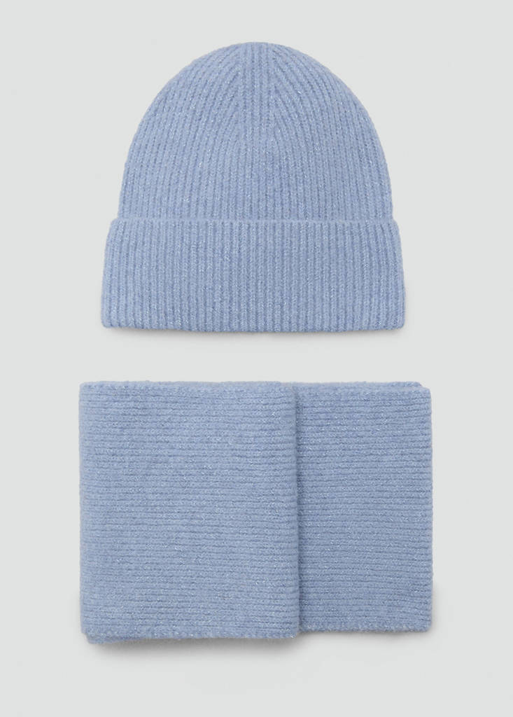 Ribbed lurex hat — Sky Blue