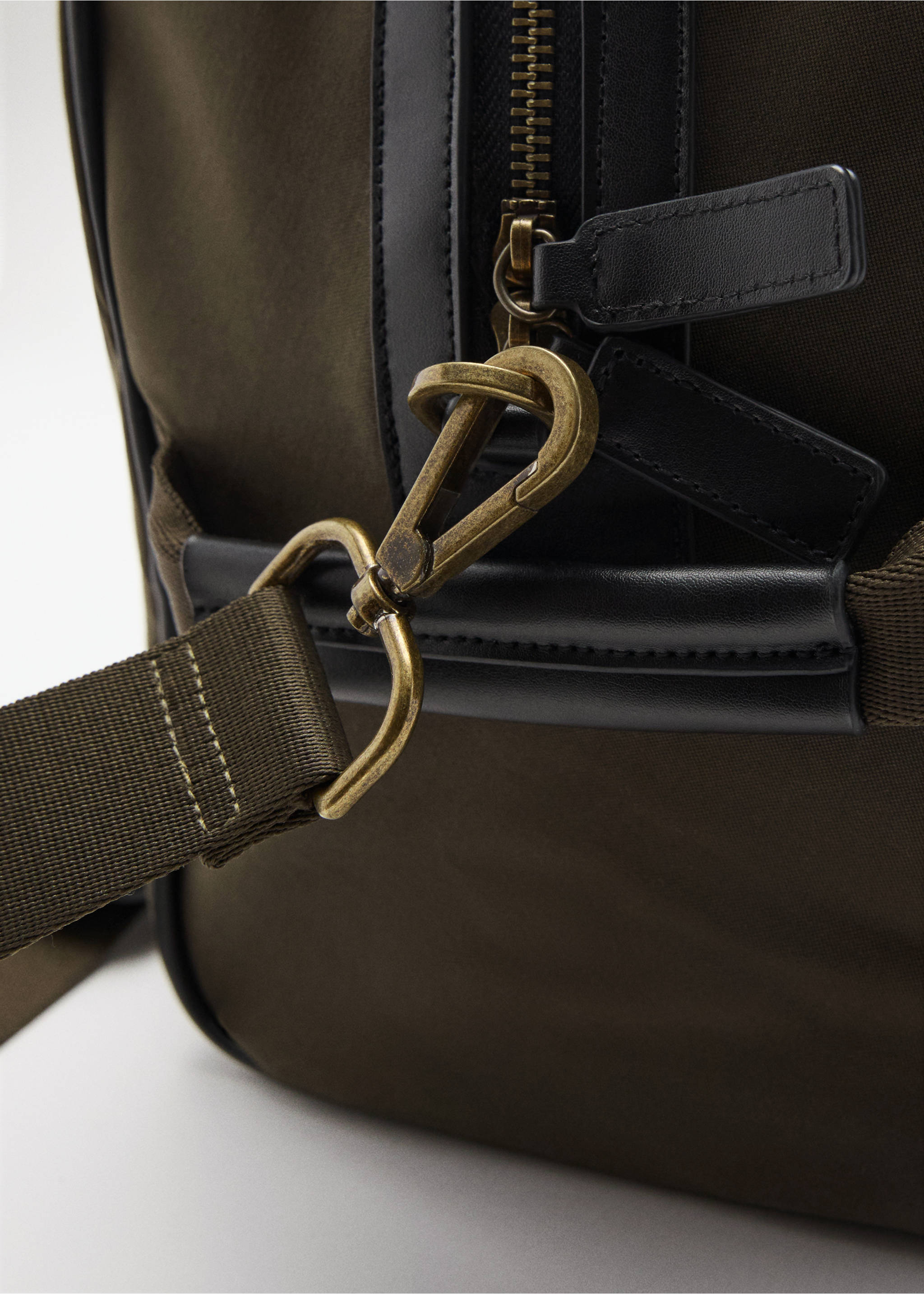 Bolso bowling combinado piel y algodón - Detalle del artículo 1, Khaki. Ref: 17095980-00.