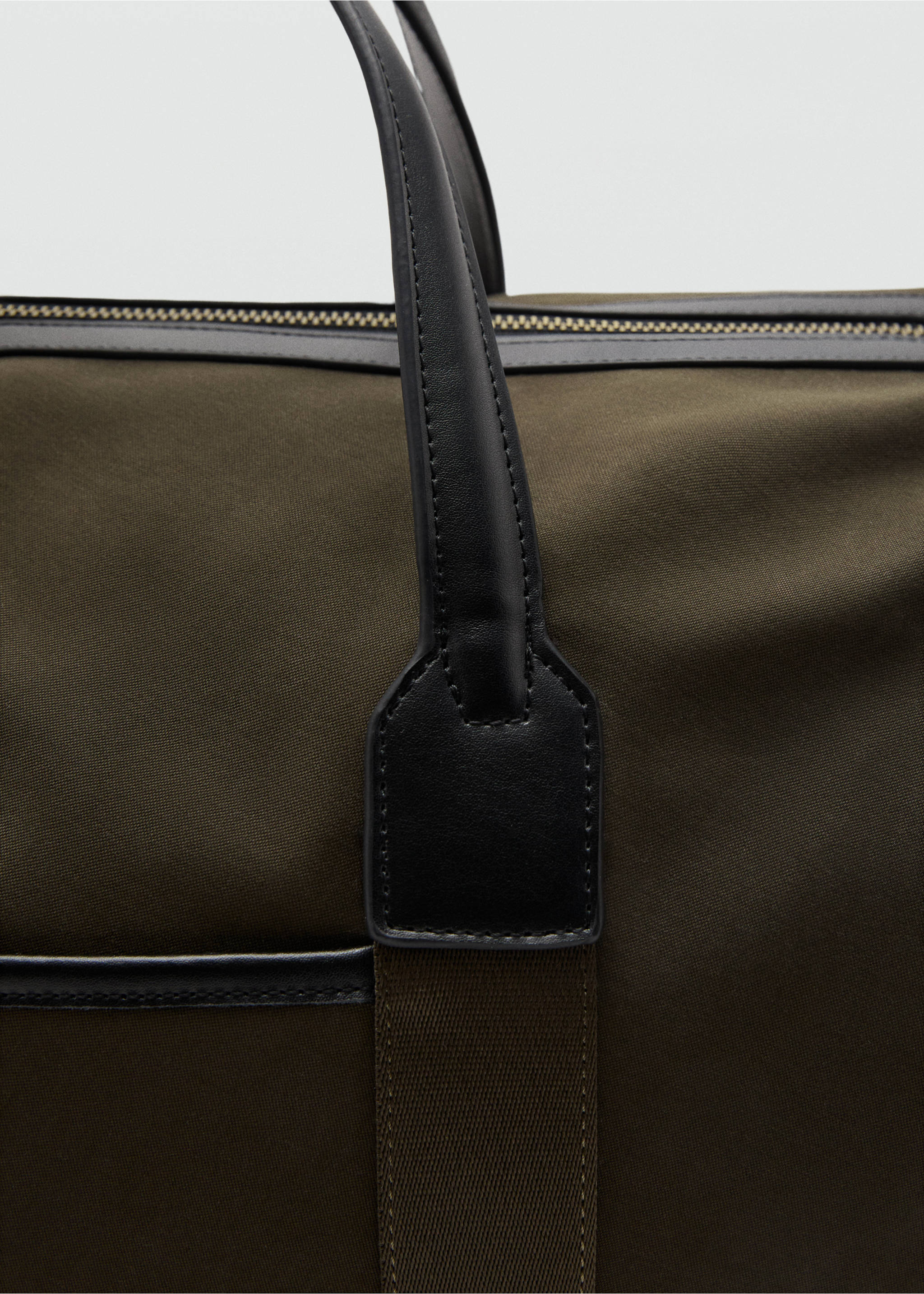 Bolso bowling combinado piel y algodón - Detalle del artículo 3, Khaki. Ref: 17095980-00.