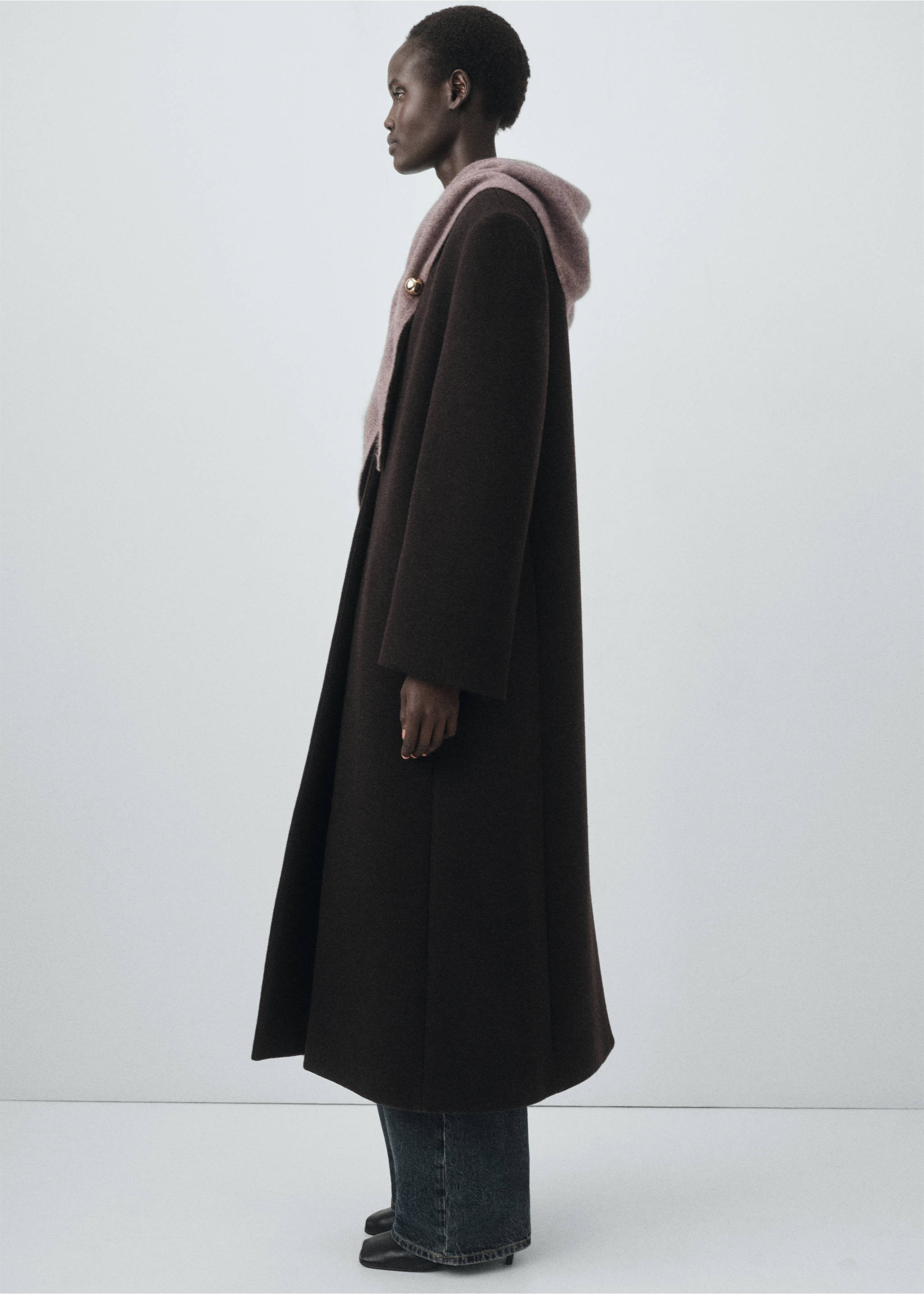 Cashmere-blend knitted shawl - Details of the article 9, Medium Brown. Ref: 17095983-00.