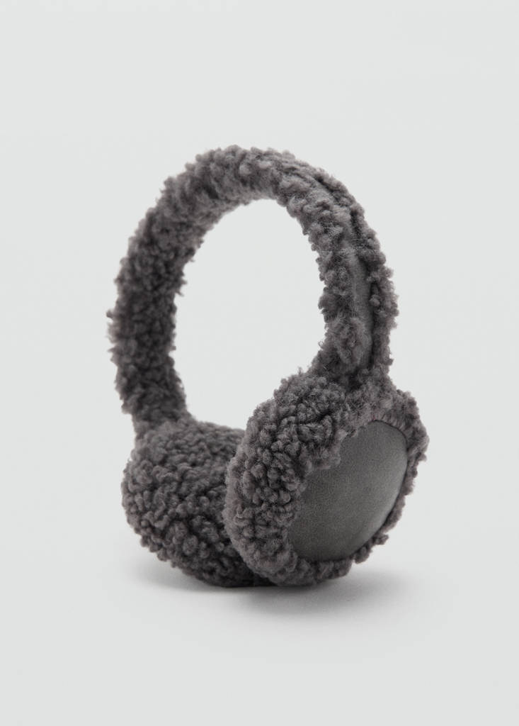 Shearling-effect earmuffs — Grey