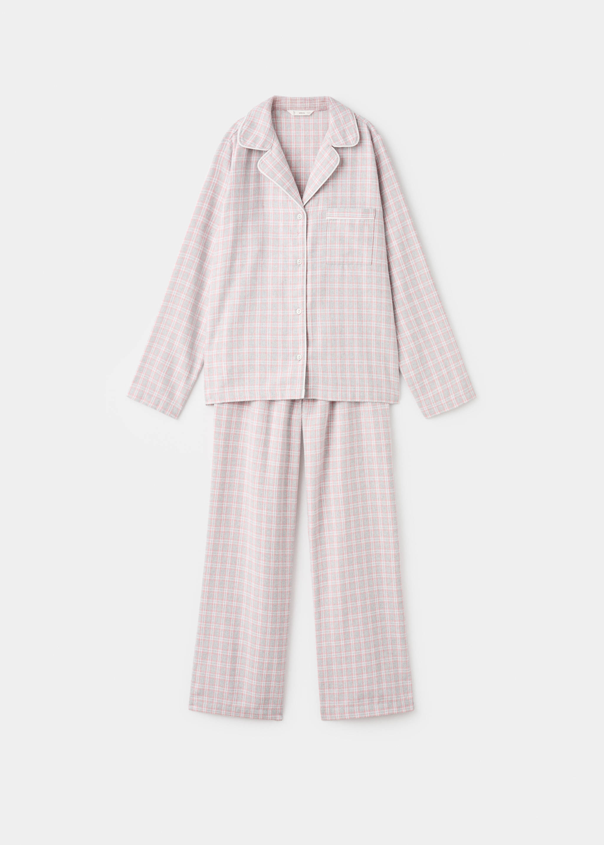 Длинная пижама из двух частей в клетку - Изделие без модели