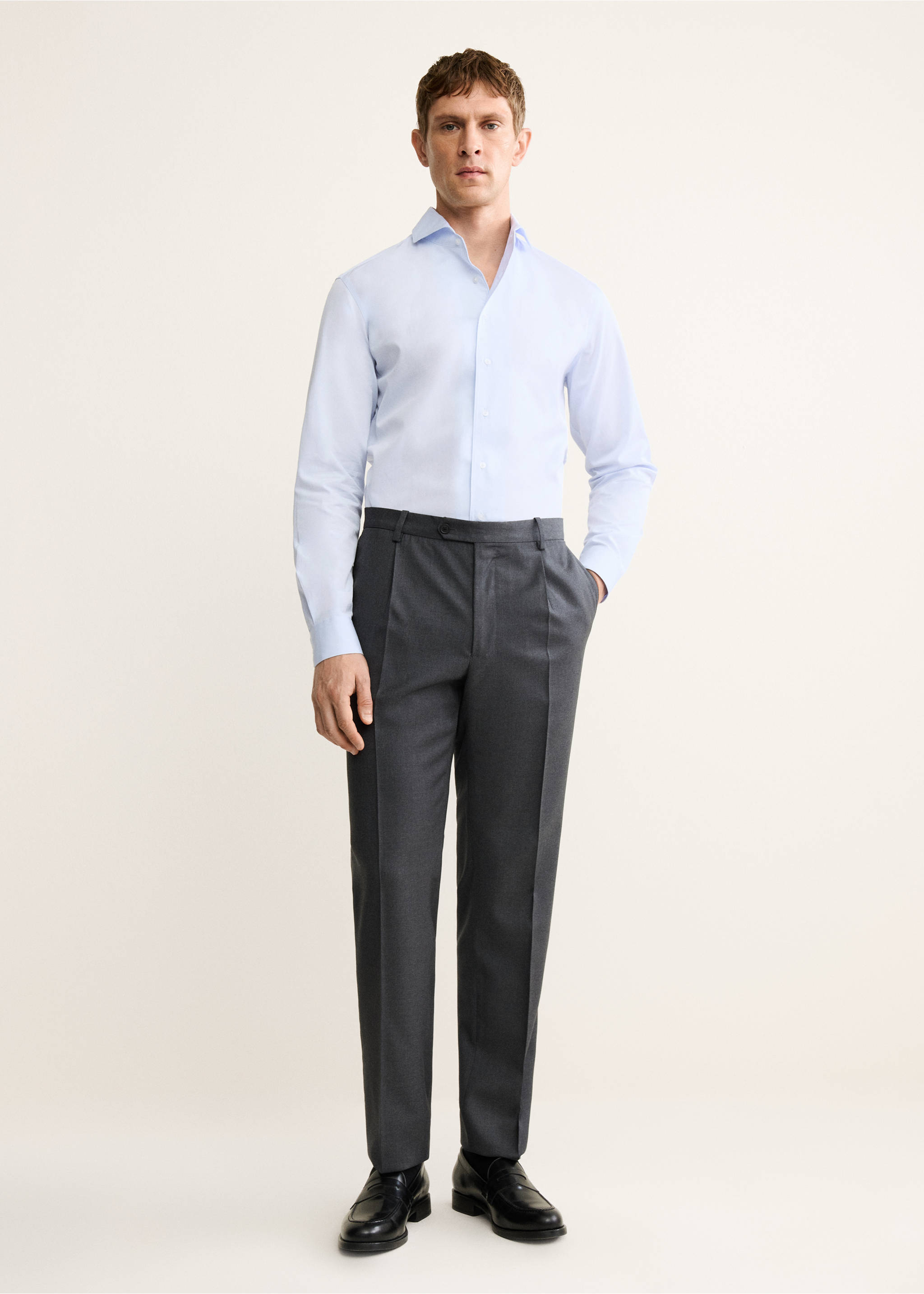 Camisa traje 100% algodón - Plano general, Azul celeste. Ref: 17095999-00.