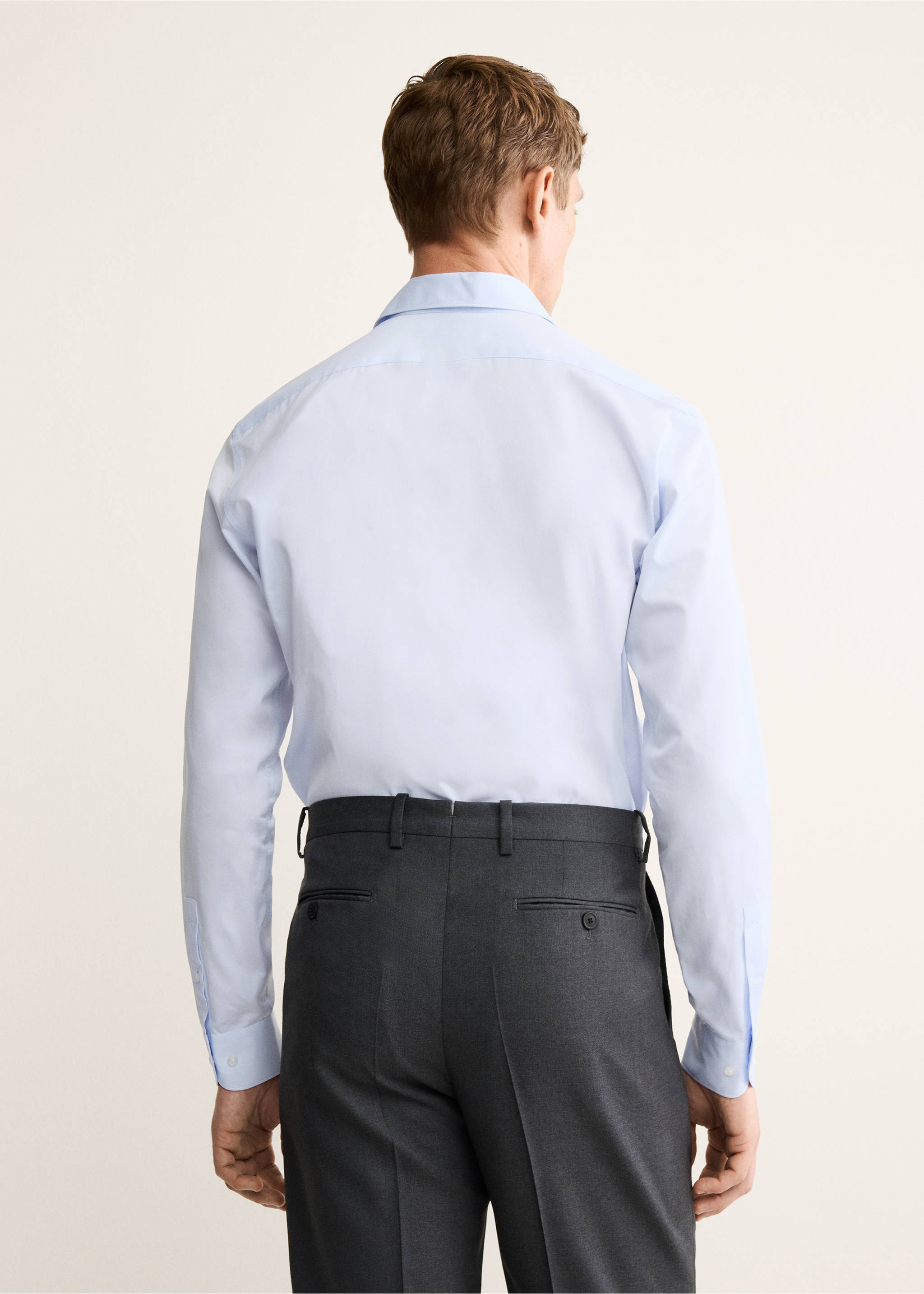 Camisa traje 100% algodón - Reverso del artículo, Azul celeste. Ref: 17095999-00.