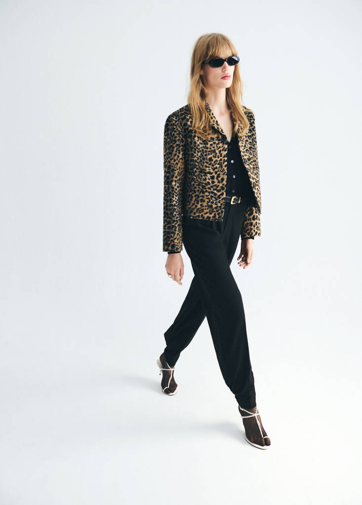 MANGO - Veste léopard à boutons marron - XL